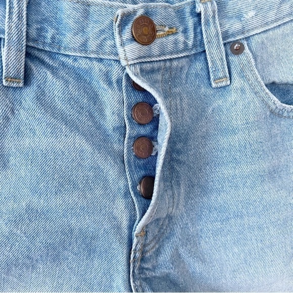 BDG Light Blue Distressed Raw Hem Button Fly Jean Shorts Size 29 - Picture 3 of 5